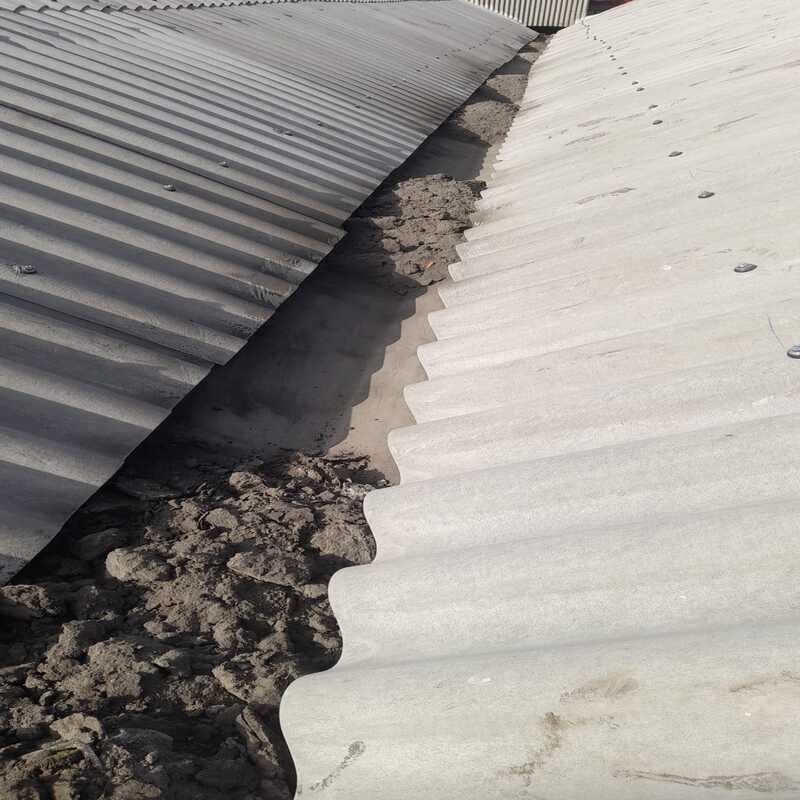 Limpieza de tejado de uralita nave